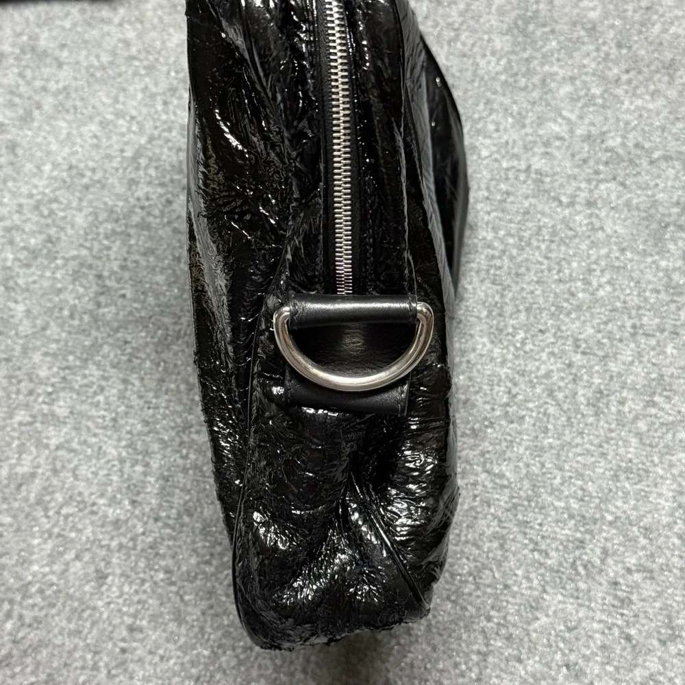 Dolce & Gabbana Briefcase Black Crinkle Leather Document Mens Business Bag